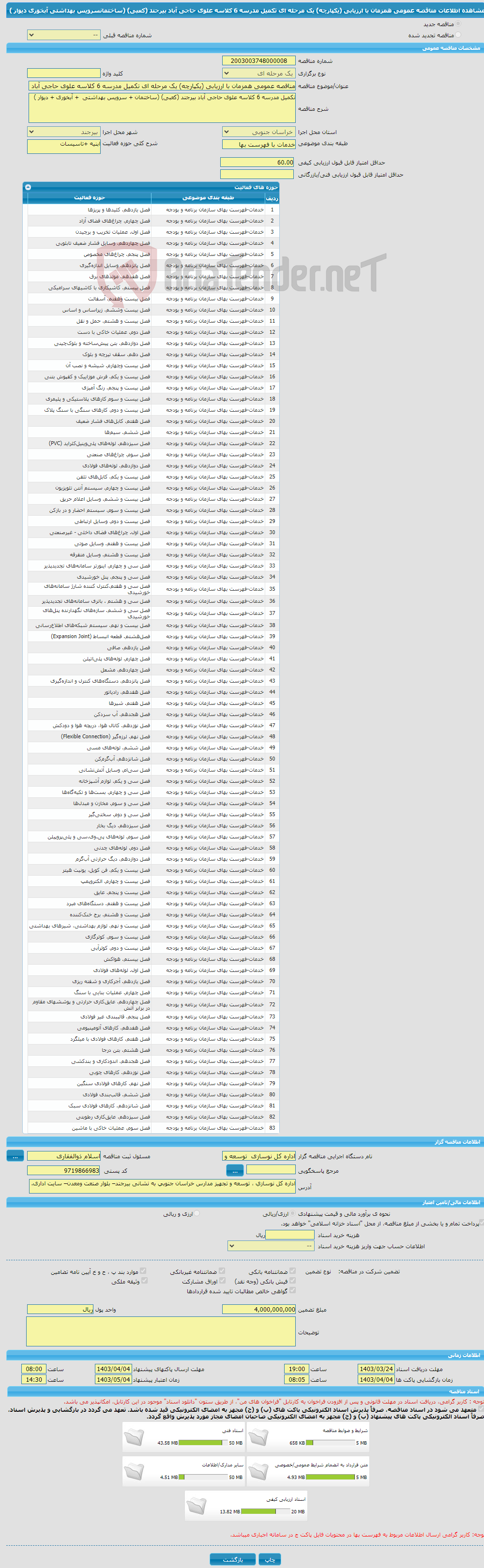 تصویر کوچک آگهی مناقصه عمومی همزمان با ارزیابی (یکپارچه) یک مرحله ای تکمیل مدرسه 6 کلاسه علوی حاجی آباد بیرجند (کعبی) (ساختمانسرویس بهداشتی آبخوری دیوار ) 