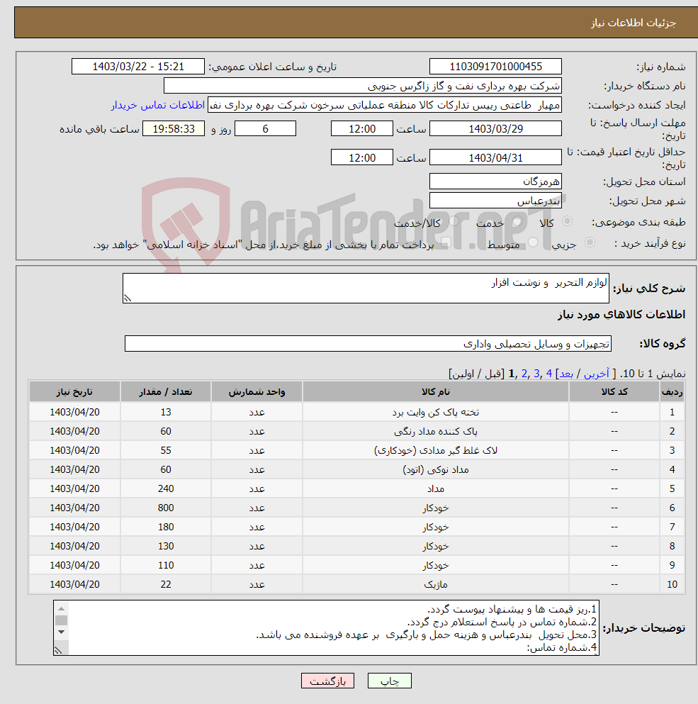 تصویر کوچک آگهی نیاز انتخاب تامین کننده-لوازم التحریر و نوشت افزار