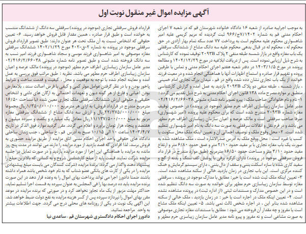 تصویر کوچک آگهی فروش سه دانگ مشاع از ششدانگ یک باب مغازه 