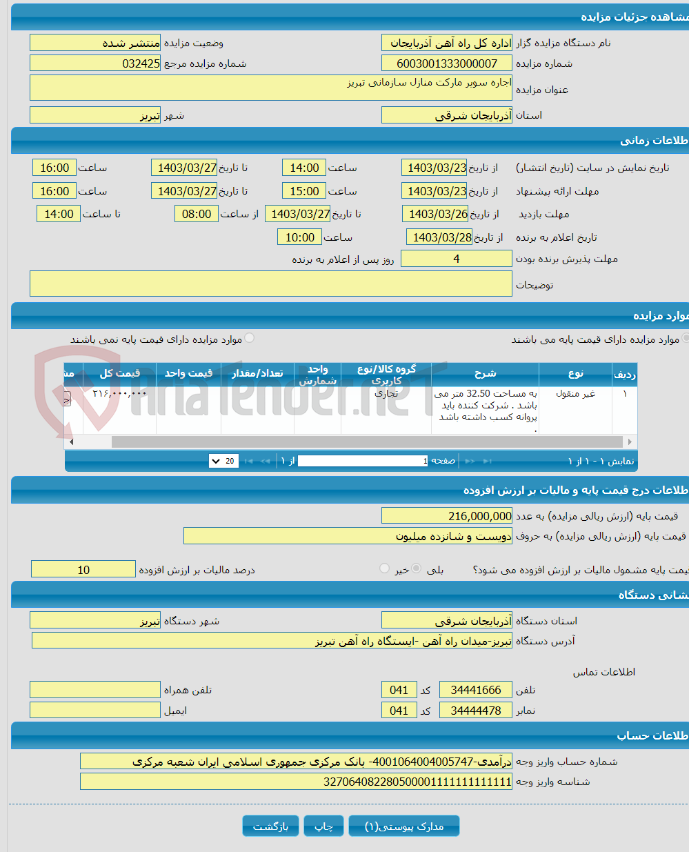 تصویر کوچک آگهی اجاره سوپر مارکت منازل سازمانی تبریز