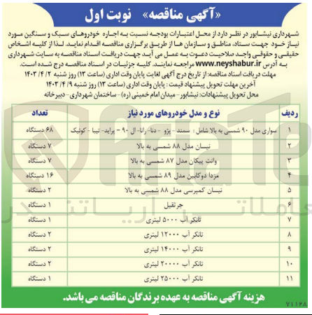 تصویر کوچک آگهی  اجاره خودروهای سبک و سنگین مورد نیاز خود 