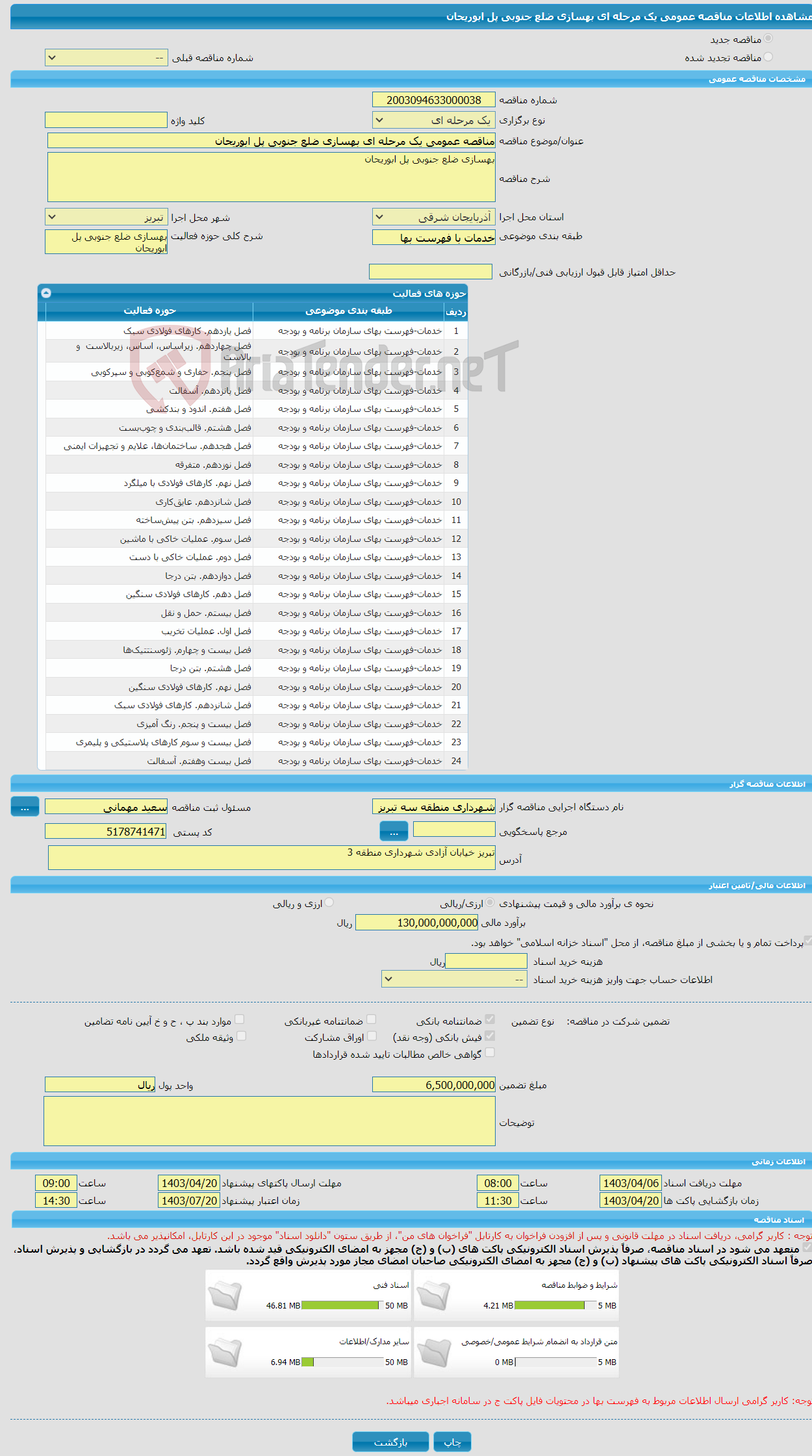 تصویر کوچک آگهی مناقصه عمومی یک مرحله ای بهسازی ضلع جنوبی پل ابوریحان