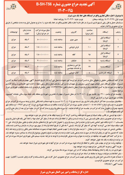 تصویر کوچک آگهی اجاره مکان های تجاری واقع در خط یک مترو در 6ردیف