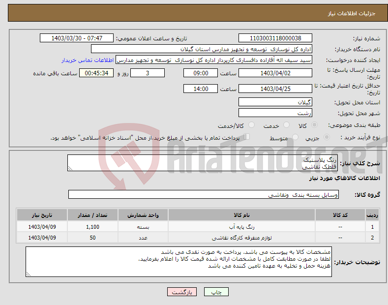 تصویر کوچک آگهی نیاز انتخاب تامین کننده-رنگ پلاستیک قلطک نقاشی