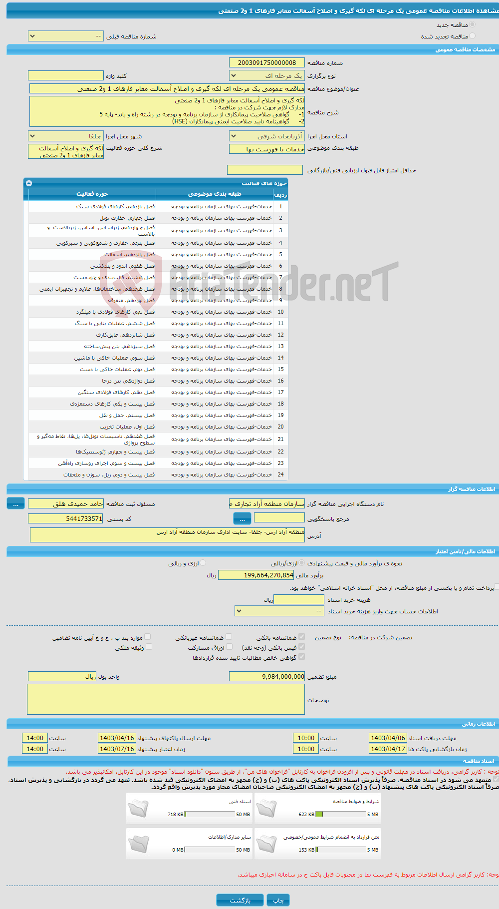 تصویر کوچک آگهی مناقصه عمومی یک مرحله ای لکه گیری و اصلاح آسفالت معابر فازهای 1 و2 صنعتی