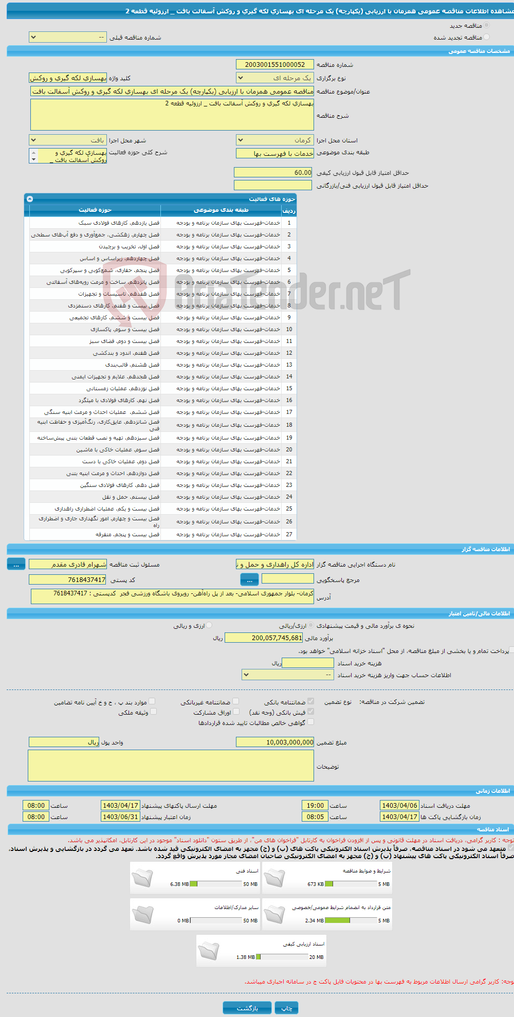 تصویر کوچک آگهی مناقصه عمومی همزمان با ارزیابی (یکپارچه) یک مرحله ای بهسازی لکه گیری و روکش آسفالت بافت _ ارزوئیه قطعه 2