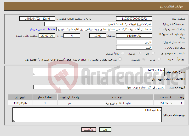 تصویر کوچک آگهی نیاز انتخاب تامین کننده-خط گرم 1403