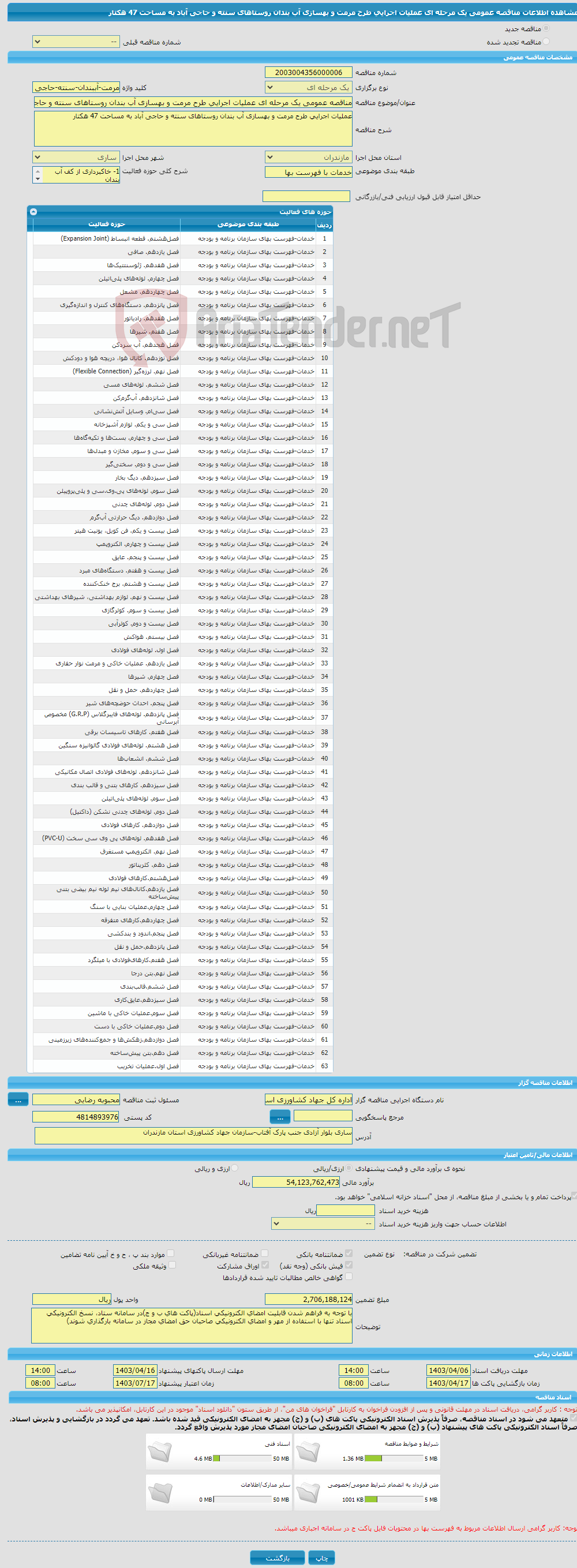 تصویر کوچک آگهی مناقصه عمومی یک مرحله ای عملیات اجرایی طرح مرمت و بهسازی آب بندان روستاهای سنته و حاجی آباد به مساحت 47 هکتار