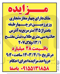 تصویر کوچک آگهی فروش ملک دارای چهار مغازه تجاری و زیر زمین در چهار طبقه با متراژ 145 متر مربع 