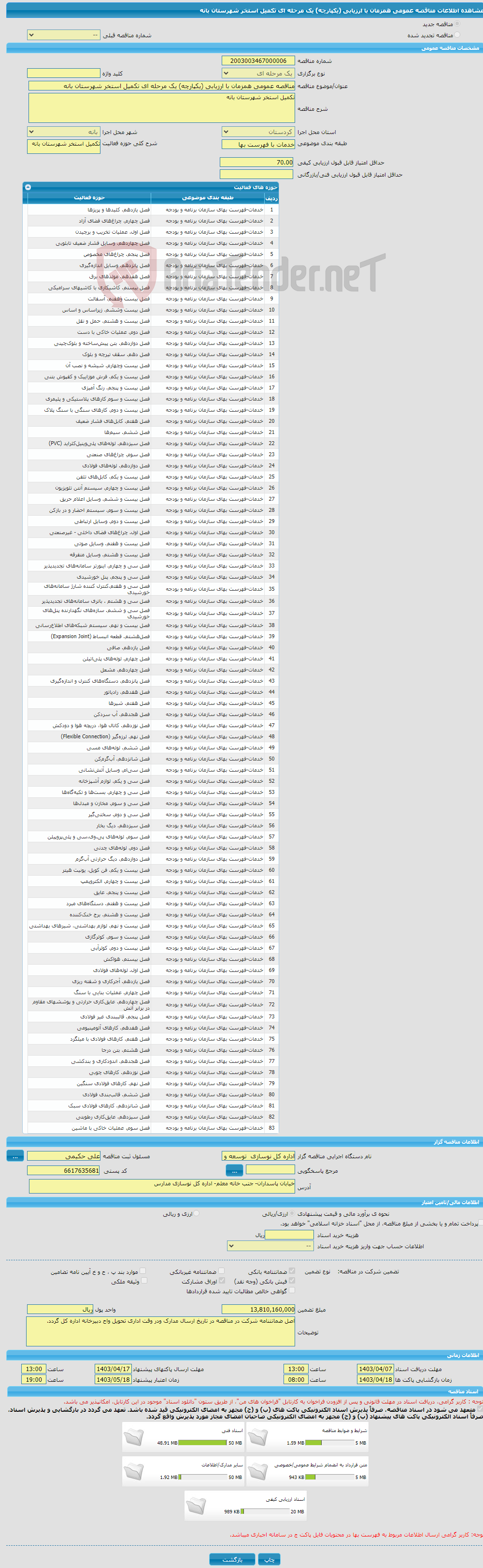 تصویر کوچک آگهی مناقصه عمومی همزمان با ارزیابی (یکپارچه) یک مرحله ای تکمیل استخر شهرستان بانه