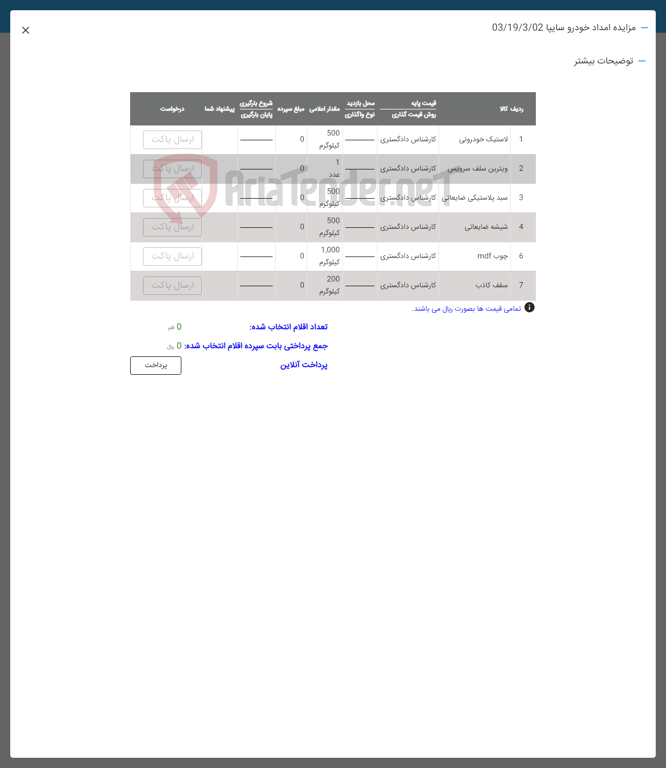 تصویر کوچک آگهی فروش اقلام در 7 ردیف : لاستیک خودروئی-ویترین سلف سروین-سبد پلاستکی -شیشه ضایعاتی -پوب -سقف کاذب