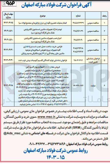 تصویر کوچک آگهی طراحی خرید ساخت حمل نصب تست و راه اندازی کلی تجهیزات پروژه تعویض اسیلاتورهای موجود ماشین های ریخته گری 1و 3 نوع مکانیکی  ب هیدرولیکی 