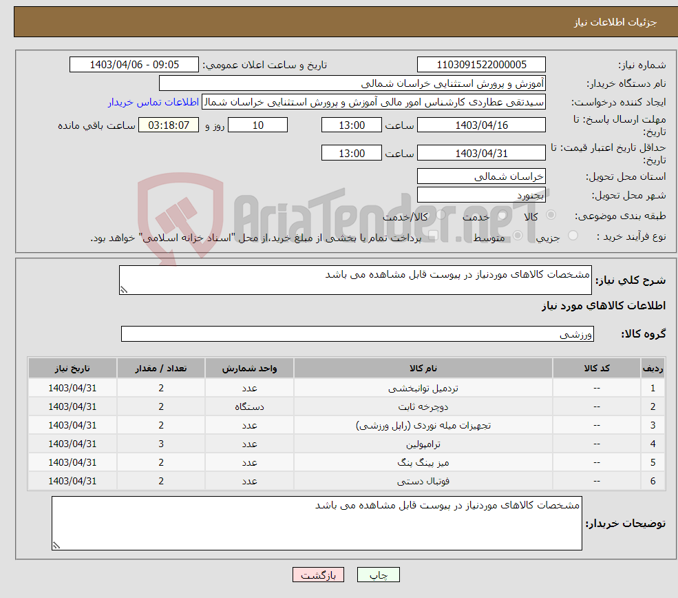 تصویر کوچک آگهی نیاز انتخاب تامین کننده-مشخصات کالاهای موردنیاز در پیوست قابل مشاهده می باشد