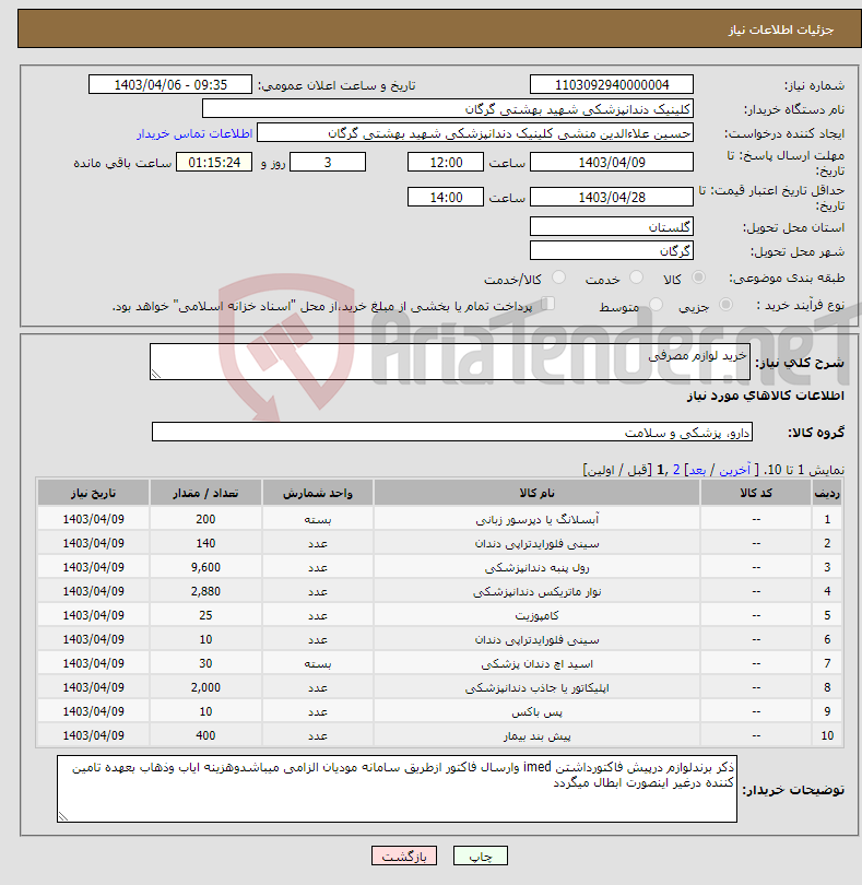 تصویر کوچک آگهی نیاز انتخاب تامین کننده-خرید لوازم مصرفی