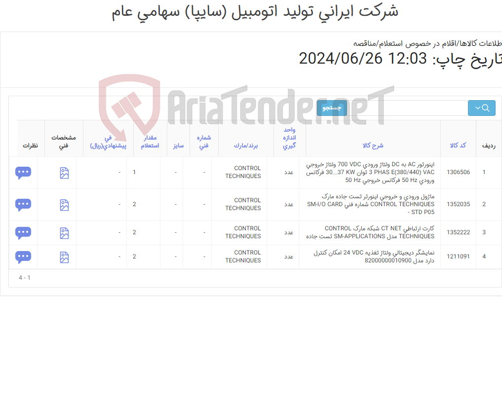 تصویر کوچک آگهی نمایشگر،اینورتر،ماژول و کارت CONTROL TECHNIQUES‎