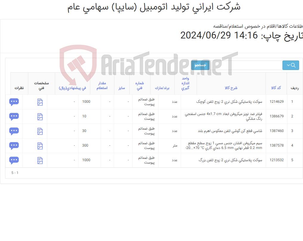 تصویر کوچک آگهی 5 آیتم سوکت پلاستیکی و فیلتر نویز و ...(طبق ضمائم پیوست
