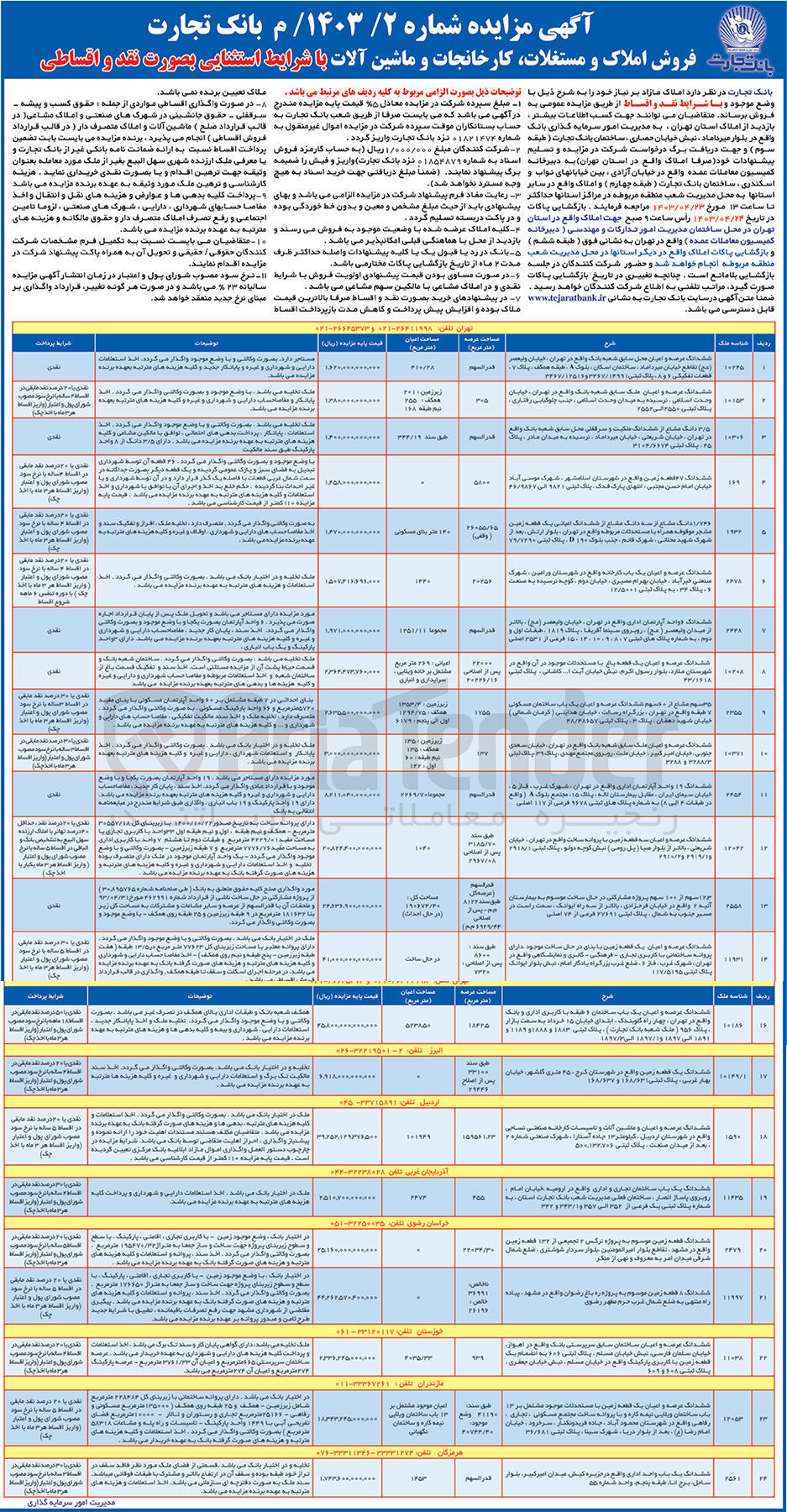 تصویر کوچک آگهی فروش املاک مازاد بر نیاز خود