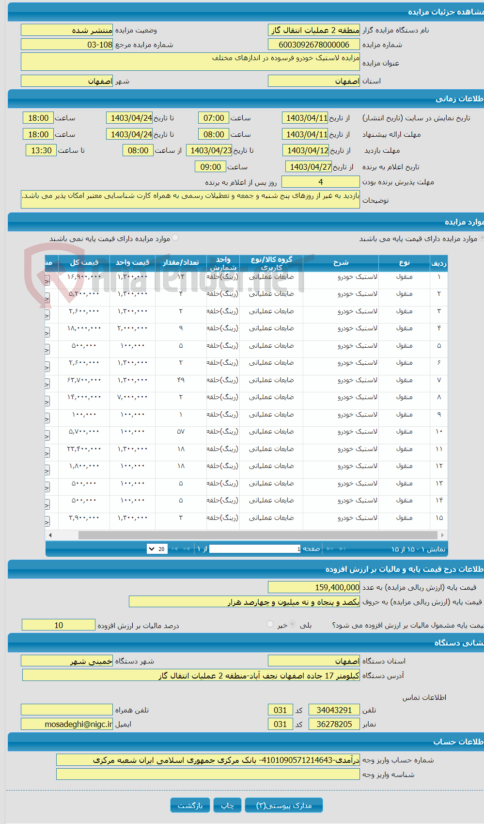 تصویر کوچک آگهی مزایده لاستیک خودرو فرسوده در اندازهای مختلف