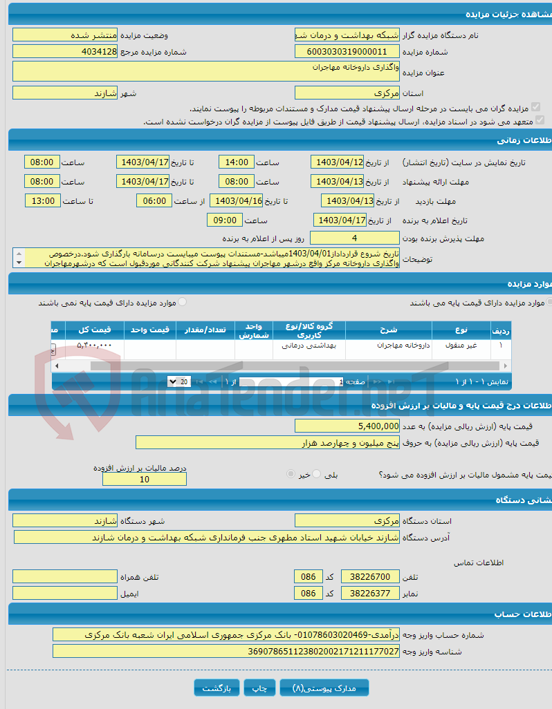 تصویر کوچک آگهی واگذاری داروخانه مهاجران