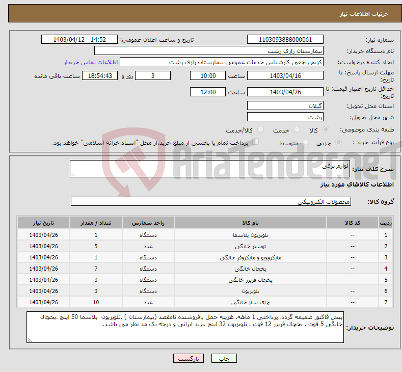 تصویر کوچک آگهی نیاز انتخاب تامین کننده-لوازم برقی