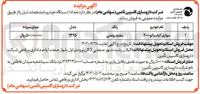 تصویر کوچک آگهی فروش تعداد یک دستگاه خودرو سواری کیا سراتو