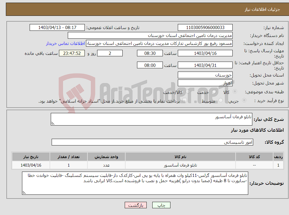 تصویر کوچک آگهی نیاز انتخاب تامین کننده-تابلو فرمان آسانسور