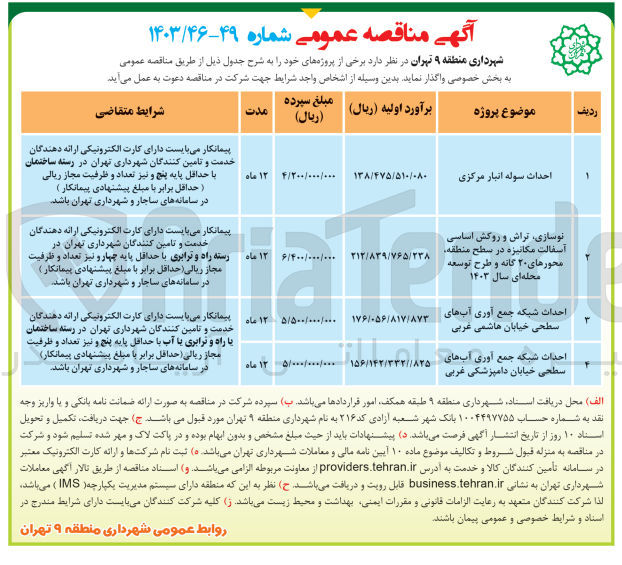 تصویر کوچک آگهی نوسازی،تراش و روکش اساسی آسفالت مکانیزه در سطح منطقه ،محورهای 20 گانه و طرح توسعه محله ای سال 1403