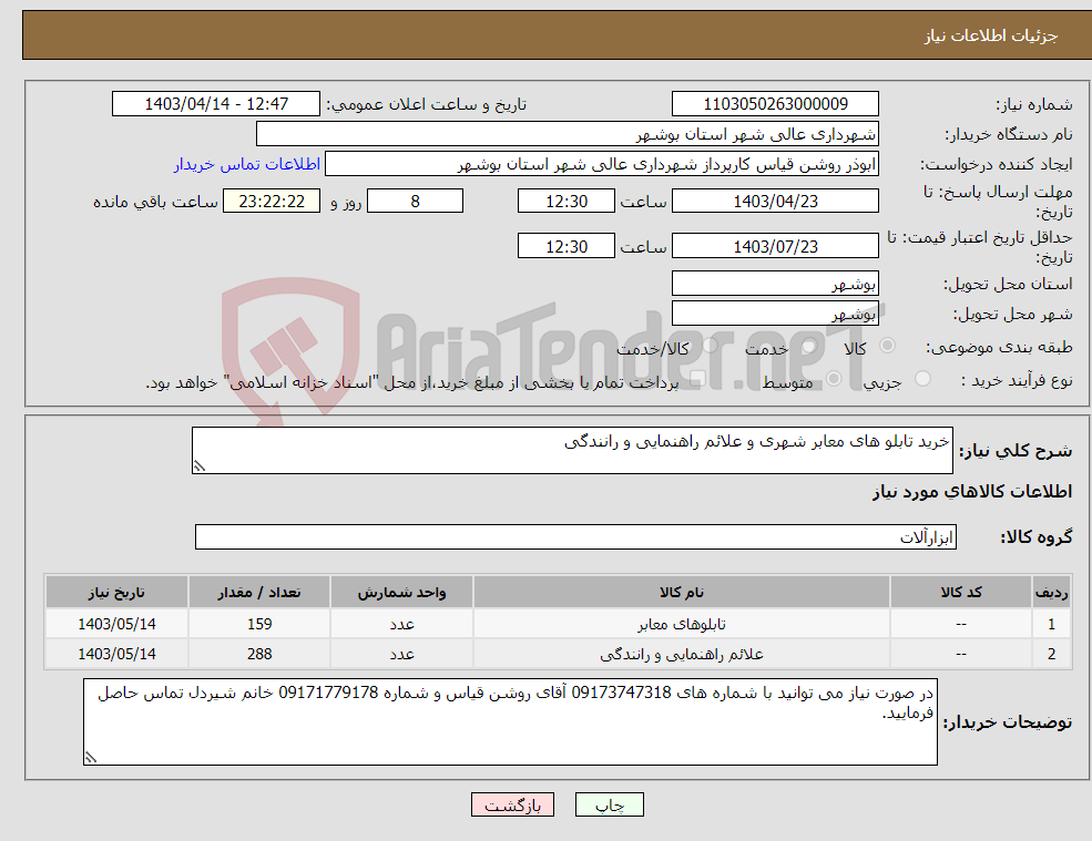 تصویر کوچک آگهی نیاز انتخاب تامین کننده-خرید تابلو های معابر شهری و علائم راهنمایی و رانندگی