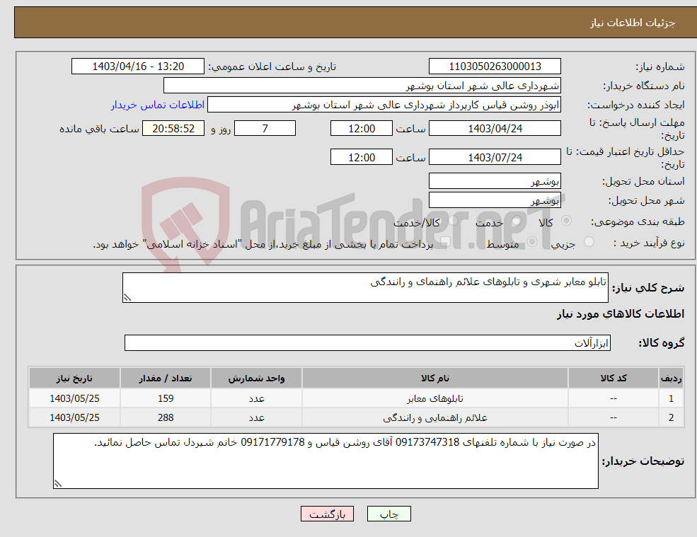 تصویر کوچک آگهی نیاز انتخاب تامین کننده-تابلو معابر شهری و تابلوهای علائم راهنمای و رانندگی
