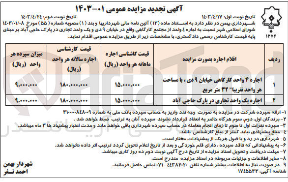 تصویر کوچک آگهی اجاره 4 واحد از مجتمع کارگاهی و یک واحد تجاری