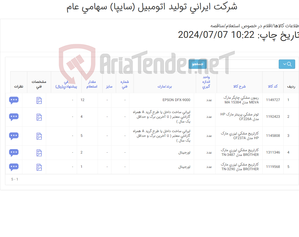 تصویر کوچک آگهی کارتریج و ریبون