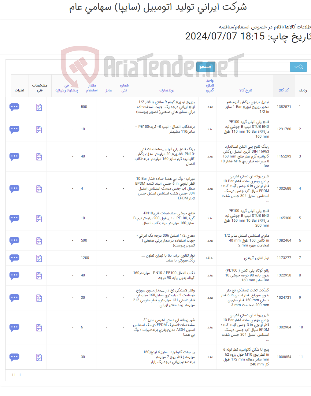 تصویر کوچک آگهی 11 قلم از اقلام تاسیساتی