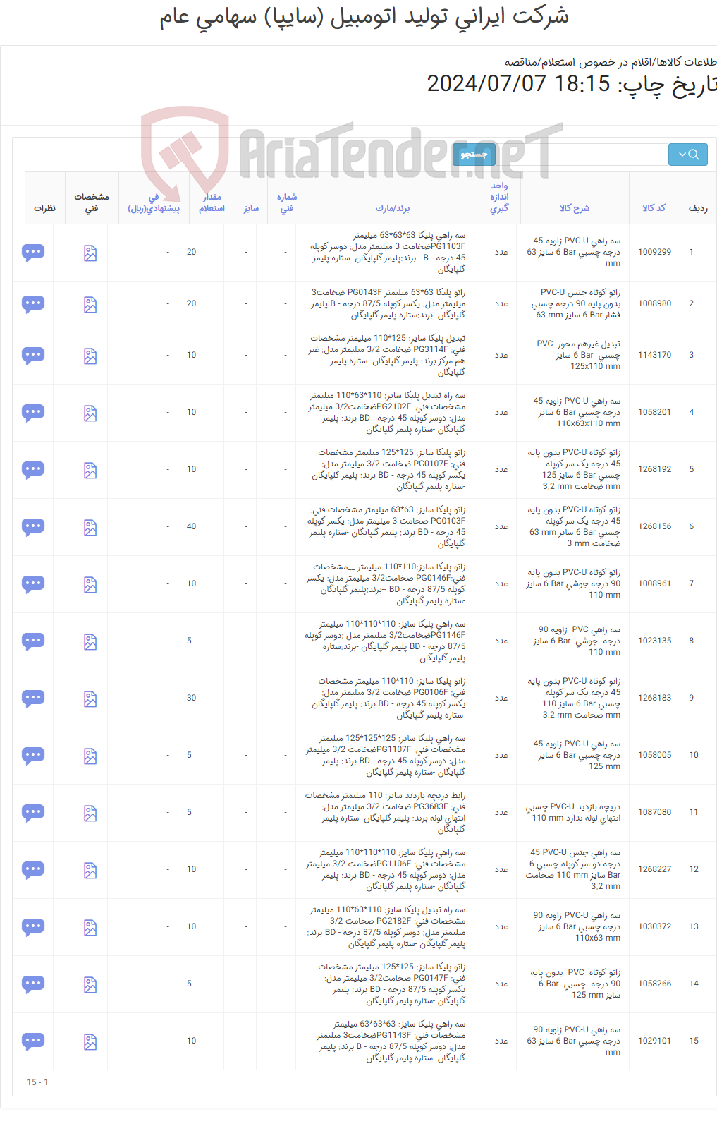 تصویر کوچک آگهی 15 ردیف اقلام و اتصالات تاسیساتی (PVC-U‏)_اطلاعات پیوست