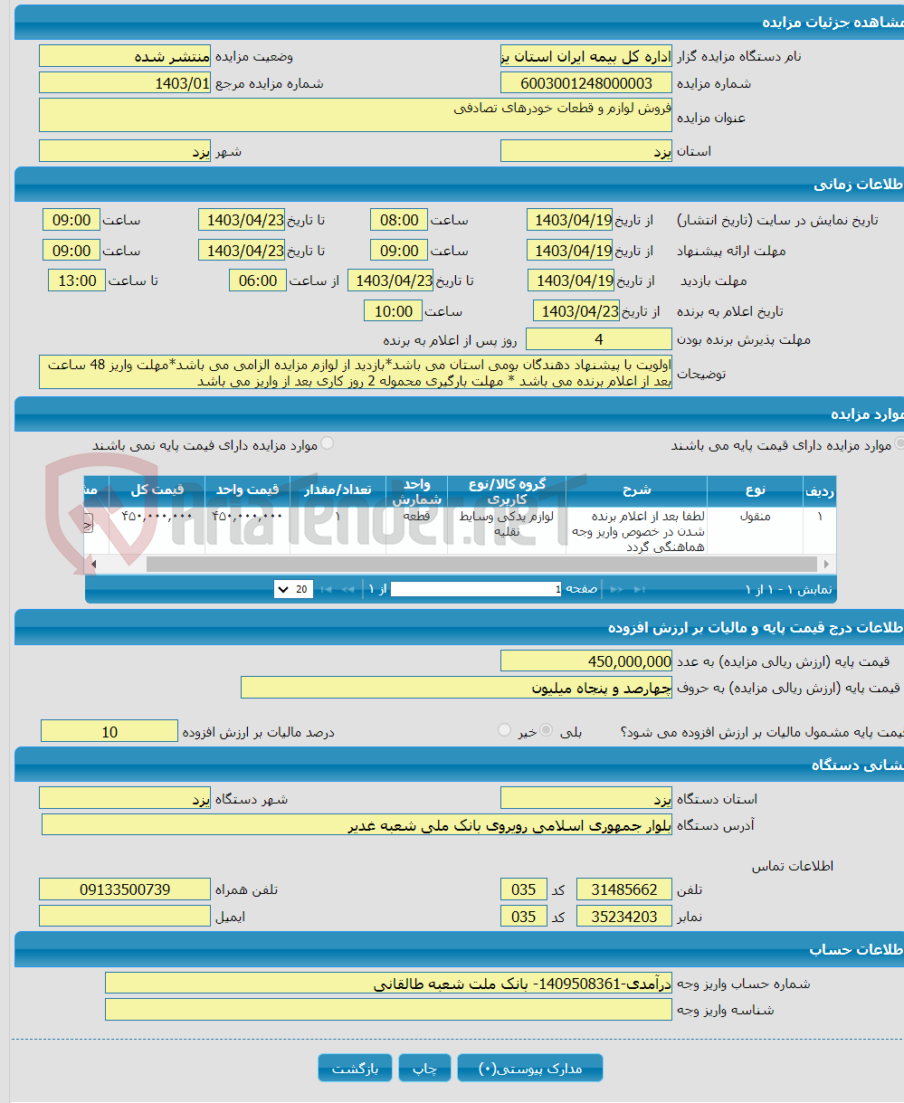 تصویر کوچک آگهی فروش لوازم و قطعات خودرهای تصادفی