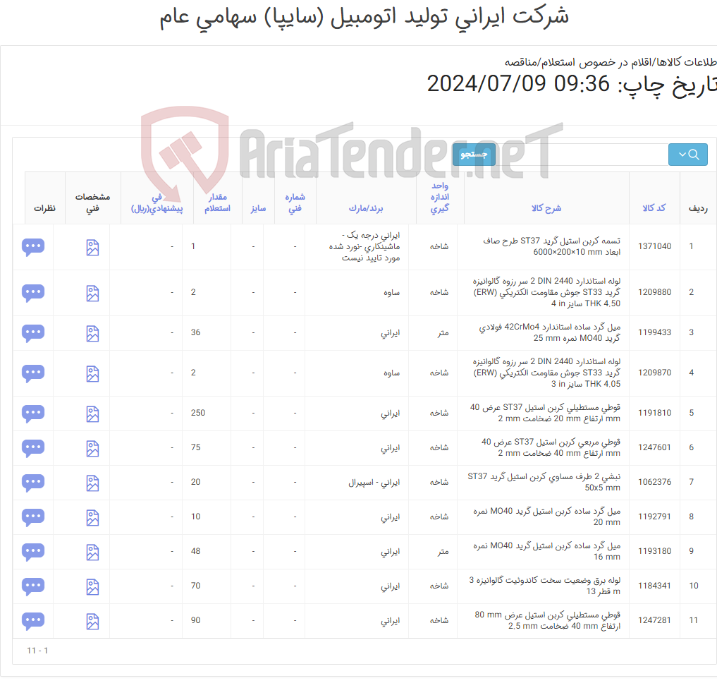 تصویر کوچک آگهی لوله استانداردگالوانیزه - لوله برق- میل گرد MO40- قوطی و نبشی (آهن آلات)