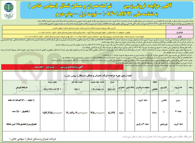 تصویر کوچک آگهی فروش یک قطعه زمین به متراژ8،129 