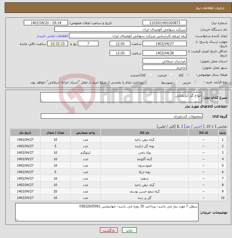 تصویر کوچک آگهی نیاز انتخاب تامین کننده-انواع گل آپارتمانی