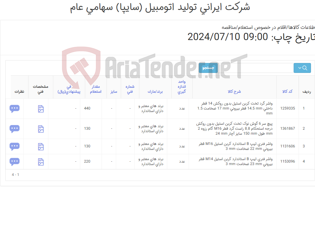 تصویر کوچک آگهی تأمین چهار ردیف واشر فنری، واشر گرد و پیچ شش گوش