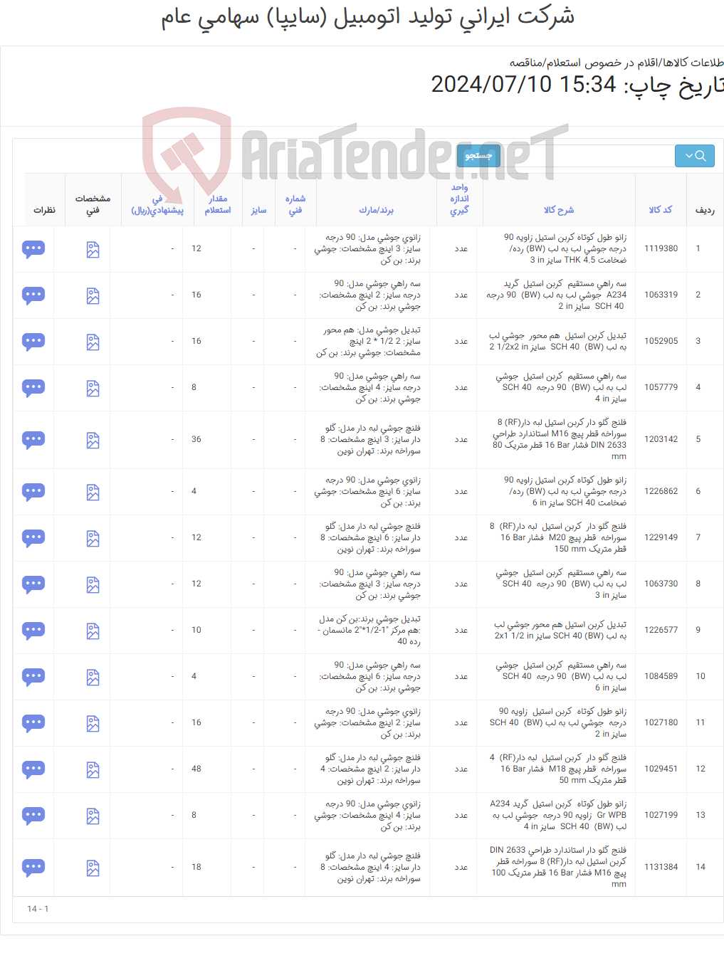 تصویر کوچک آگهی 14 ردیف اقلام و اتصالات تاسیساتی (کربن استیل)-اطلاعات پیوست