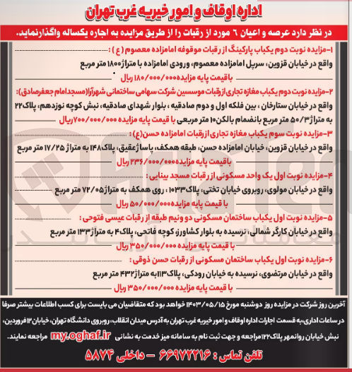 تصویر کوچک آگهی اجاره یکباب مغازه تجاری از رقبات امامزاده حسن