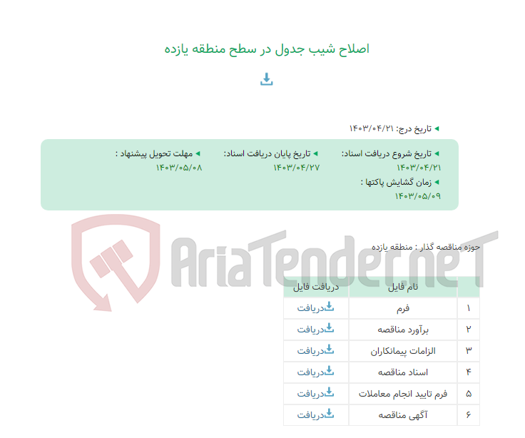 تصویر کوچک آگهی اصلاح شیب جدول در سطح منطقه یازده