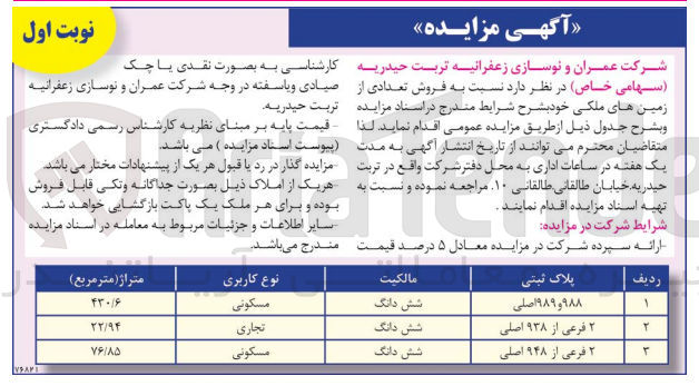 تصویر کوچک آگهی فروش تعدادی از زمین های ملکی با کاربری مسکونی ، تجاری