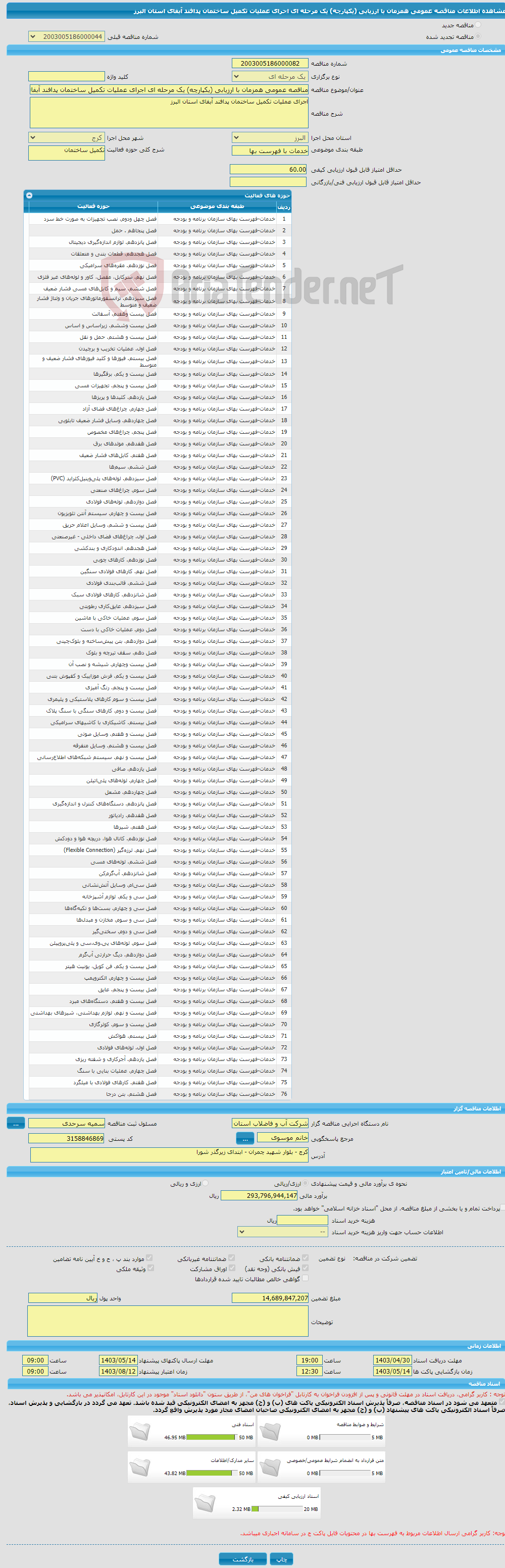 تصویر کوچک آگهی مناقصه عمومی همزمان با ارزیابی (یکپارچه) یک مرحله ای اجرای عملیات تکمیل ساختمان پدافند آبفای استان البرز