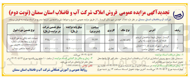 تصویر کوچک آگهی فروش املاک خود در دو ردیف باکاربری تجاری