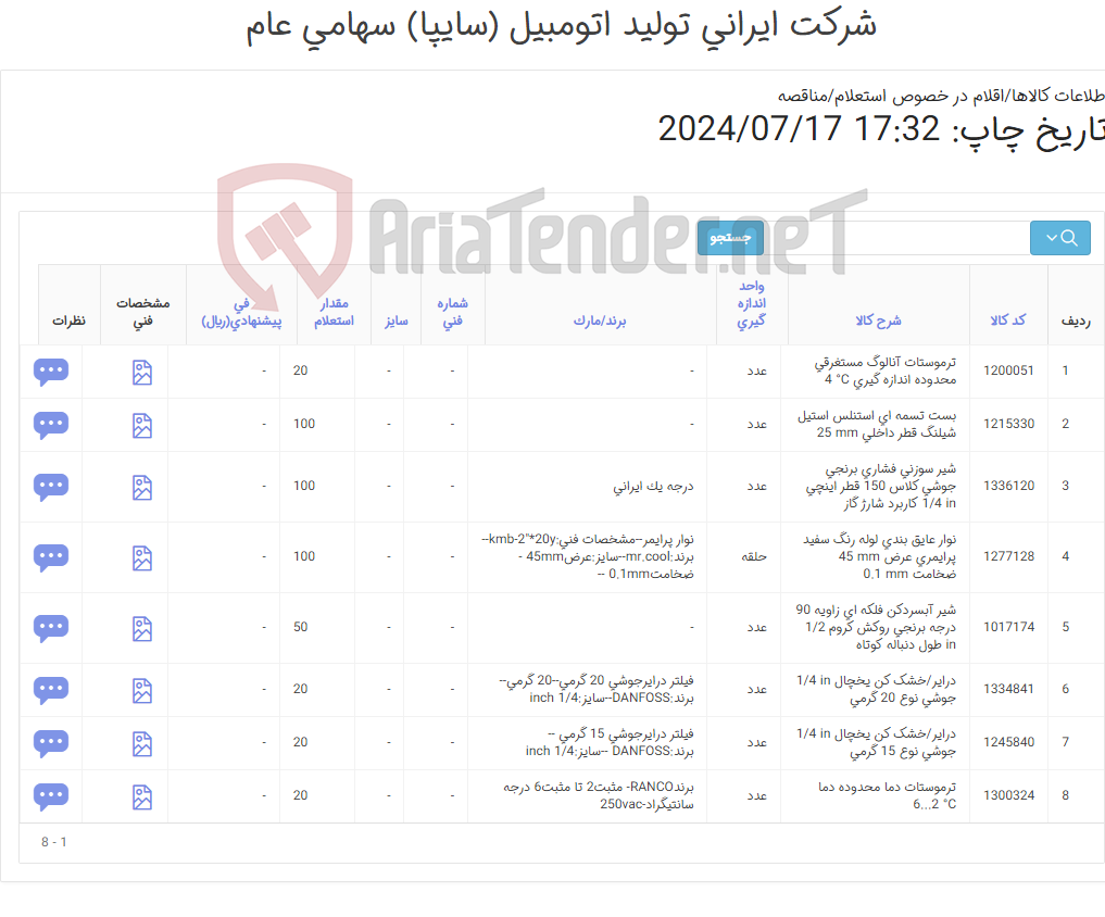 تصویر کوچک آگهی اقلام تاسیساتی ( سرمایشی-برودتی)