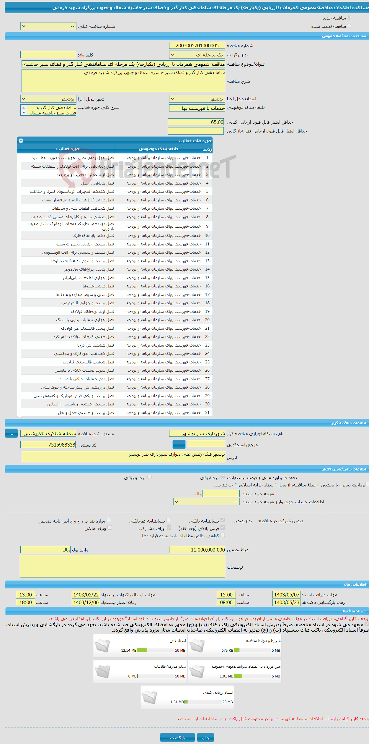 تصویر کوچک آگهی مناقصه عمومی همزمان با ارزیابی (یکپارچه) یک مرحله ای ساماندهی کنار گذر و فضای سبز حاشیه شمال و جنوب بزرگراه شهید قره نی