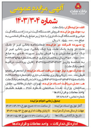 تصویر کوچک آگهی فروش 12 دستگاه گیت تردد (6 دستگاه گیت میانی و 6 دستگاه گیت کناری )