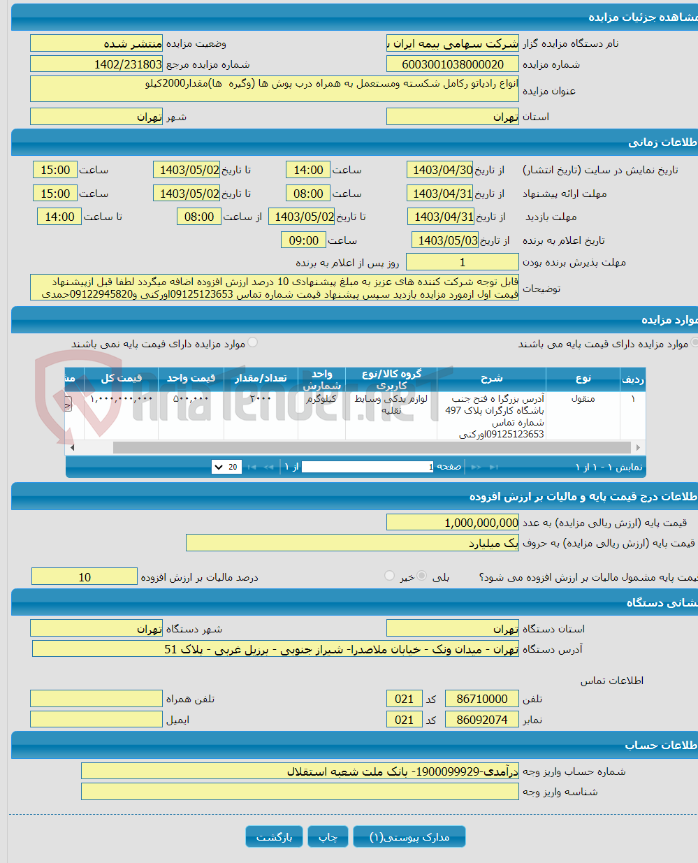 تصویر کوچک آگهی انواع رادیاتو رکامل شکسته ومستعمل به همراه درب پوش ها (وگیره ها)مقدار2000کیلو