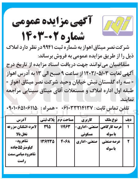 تصویر کوچک آگهی فروش املاک در دو ردیف باکاربری صنعتی -اداری -مسکونی 