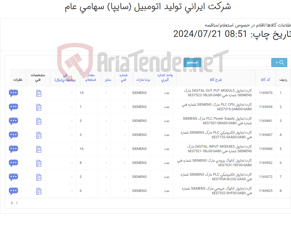 تصویر کوچک آگهی کارت ماژول siemens